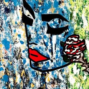 Le Manque, peinture acrylique contemporaine de Paolina Mendes, figure solitaire, sentiment d’absence et de désir inassouvi, mélancolie et tension émotionnelle, art contemporain introspectif.